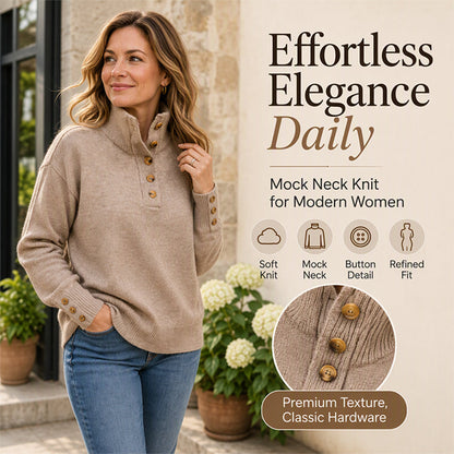 🧶 Structured Collar Detail, Easy Everyday Comfort | Women's Casual Stand Collar Knit Sweater