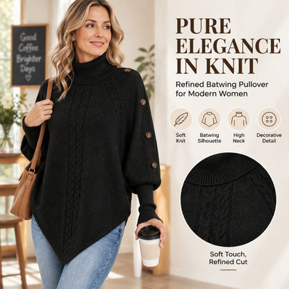 🧶 Soft Cable Comfort, Polished Neckline | Women's Chic Mock Neck Cable Knit Sweater