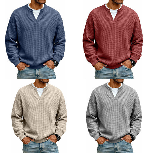 ✨ Timeless Comfort | Men's Textured Waffle Layered-Look Long-Sleeve Tee