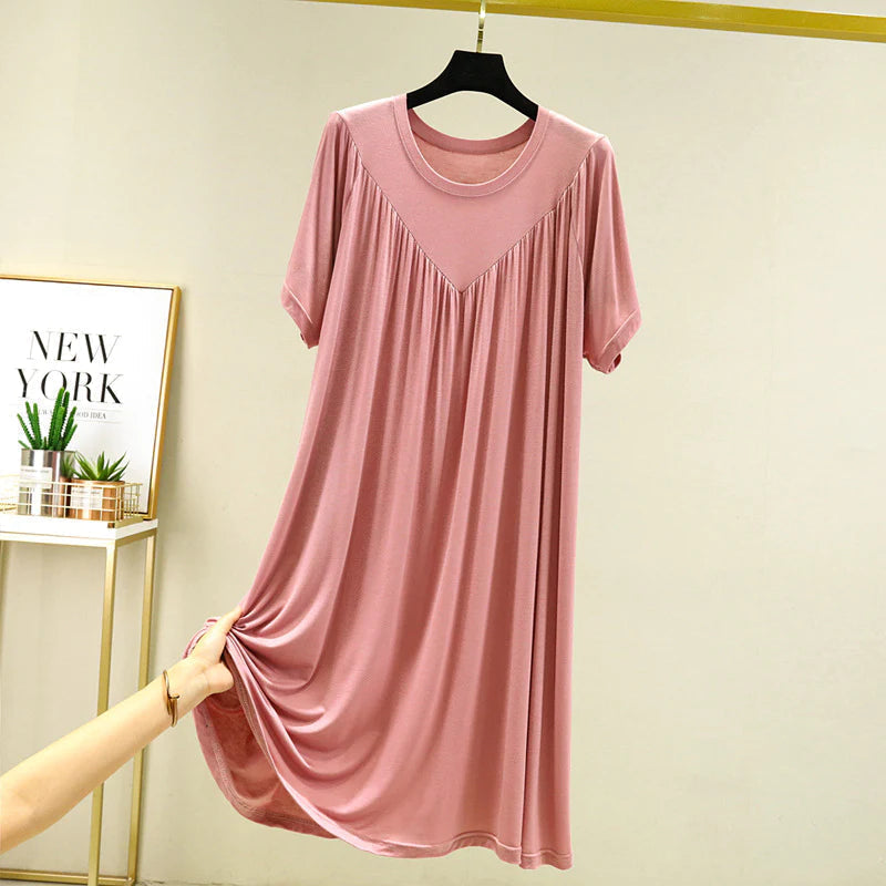 (LAST DAY 50% OFF) Super Soft Comfortable Short Sleeve Loose Pajama Dress-10