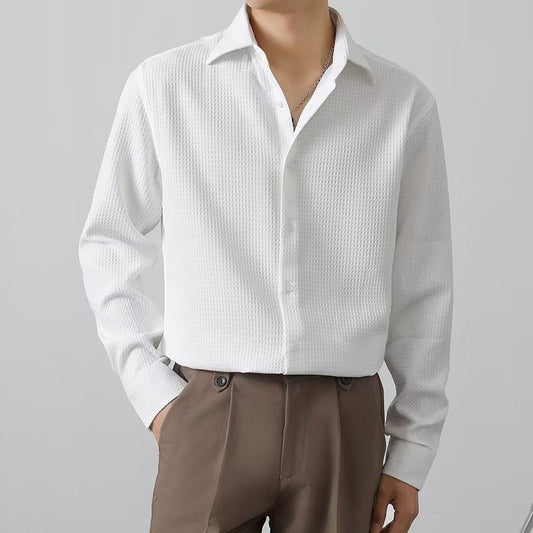 Menns Premium Fabric Button Down Skjorte 🔥 Vaffelmønster 🔥 45% avslag