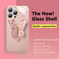 2023Platt 3D fjäril mönster Glas omslag för iPhonen
