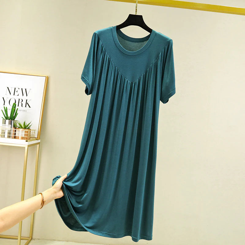 (LAST DAY 50% OFF) Super Soft Comfortable Short Sleeve Loose Pajama Dress-17