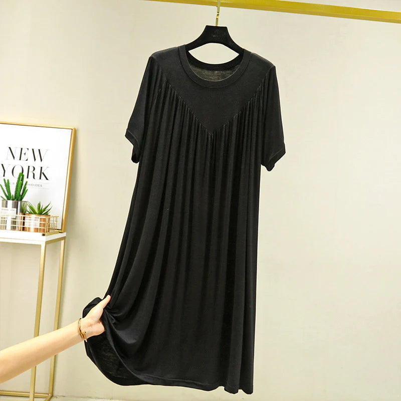 (LAST DAY 50% OFF) Super Soft Comfortable Short Sleeve Loose Pajama Dress-11