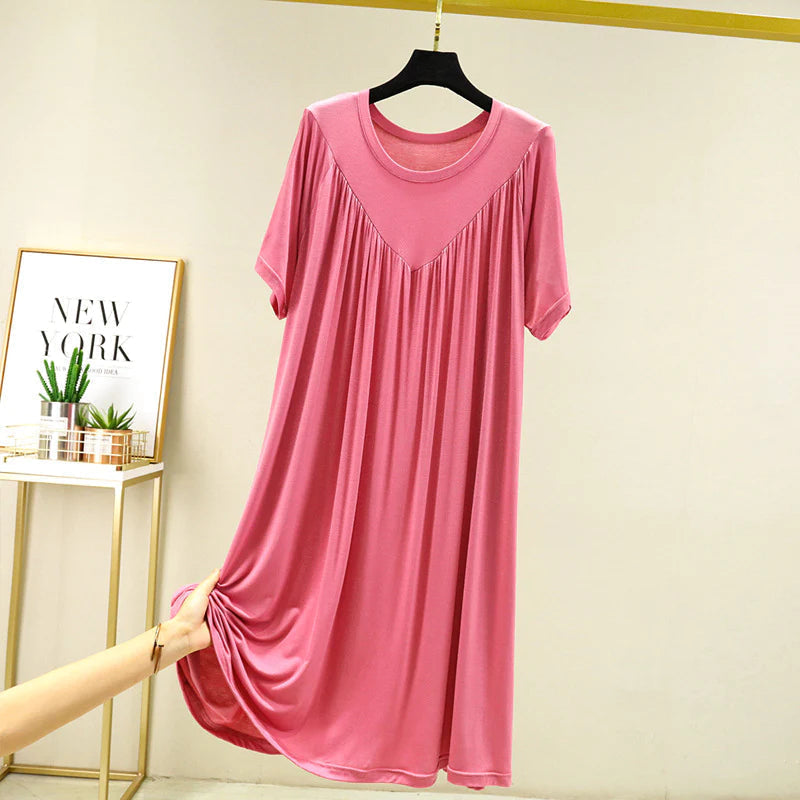 (LAST DAY 50% OFF) Super Soft Comfortable Short Sleeve Loose Pajama Dress-12