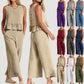 Women's Spring Summer 2-delige set - loungeset met zakken (Koop er 2, gratis verzending)